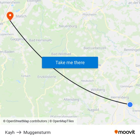 Kayh to Muggensturm map