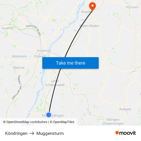 Köndringen to Muggensturm map