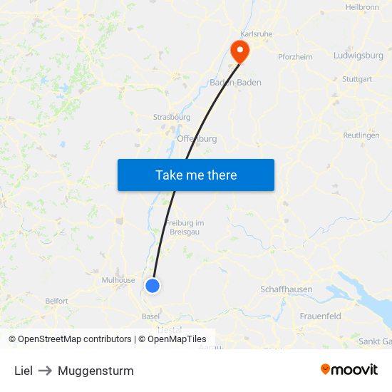 Liel to Muggensturm map