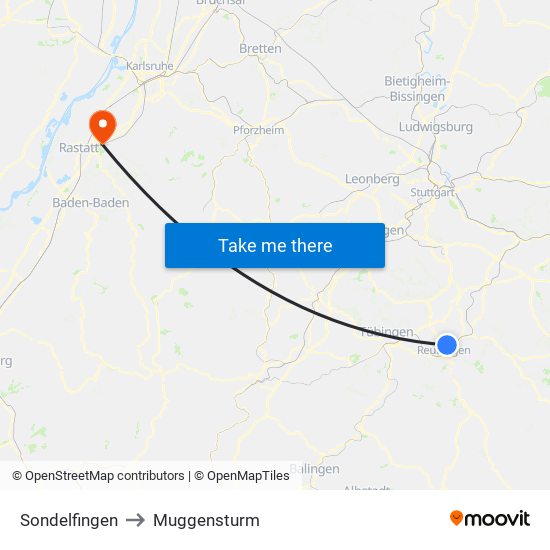 Sondelfingen to Muggensturm map