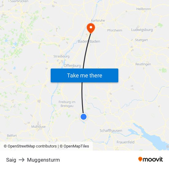 Saig to Muggensturm map
