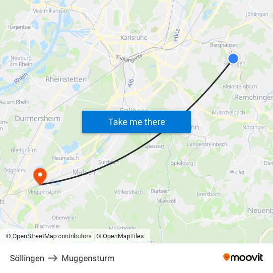 Söllingen to Muggensturm map
