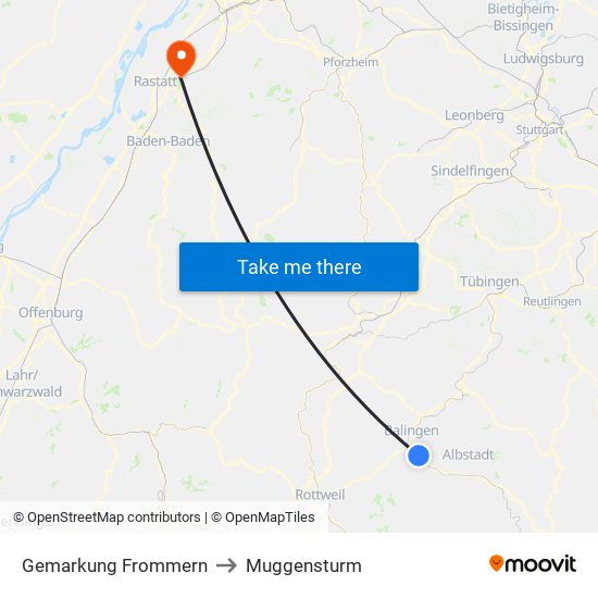 Gemarkung Frommern to Muggensturm map