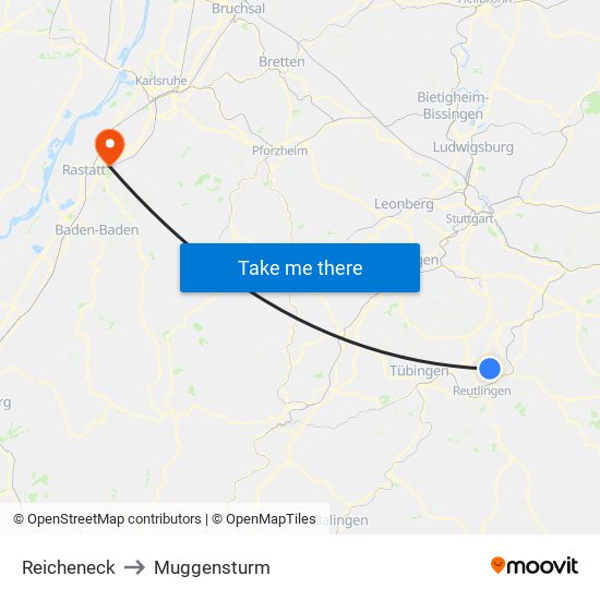 Reicheneck to Muggensturm map