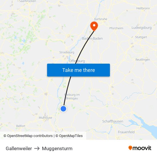 Gallenweiler to Muggensturm map