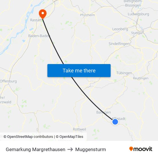 Gemarkung Margrethausen to Muggensturm map
