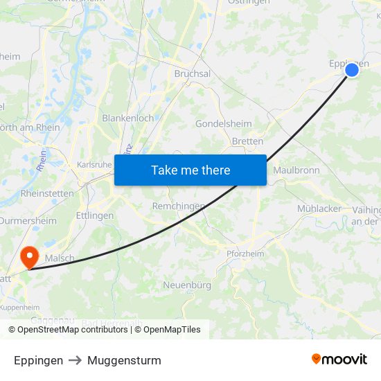 Eppingen to Muggensturm map