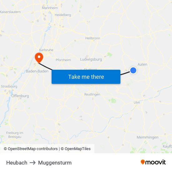 Heubach to Muggensturm map