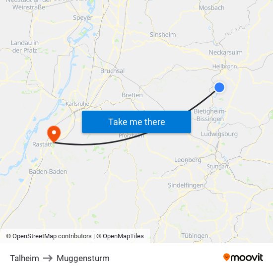 Talheim to Muggensturm map