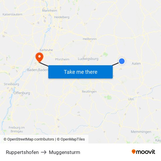 Ruppertshofen to Muggensturm map