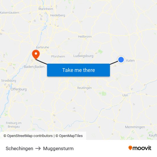 Schechingen to Muggensturm map
