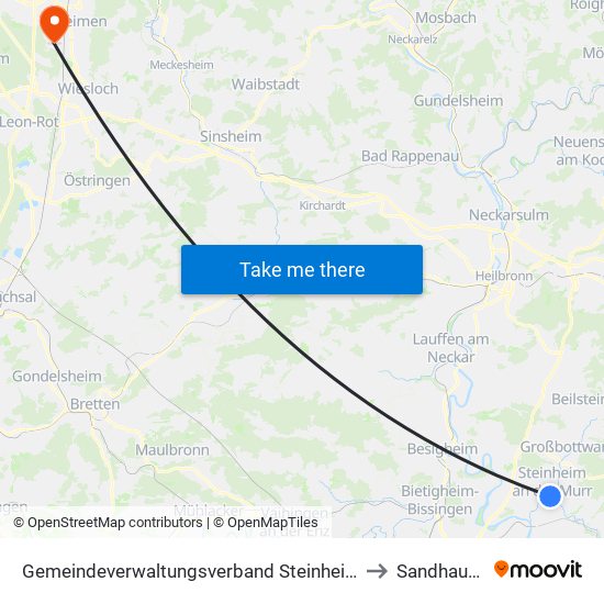 Gemeindeverwaltungsverband Steinheim-Murr to Sandhausen map