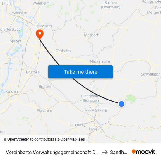 Vereinbarte Verwaltungsgemeinschaft Der Stadt Backnang to Sandhausen map