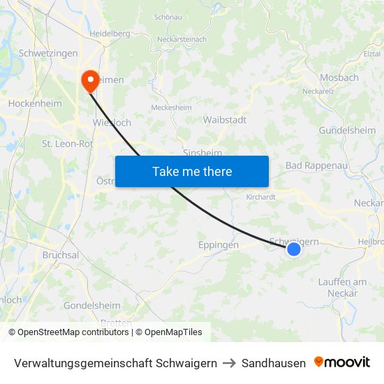 Verwaltungsgemeinschaft Schwaigern to Sandhausen map