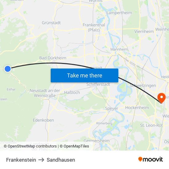 Frankenstein to Sandhausen map