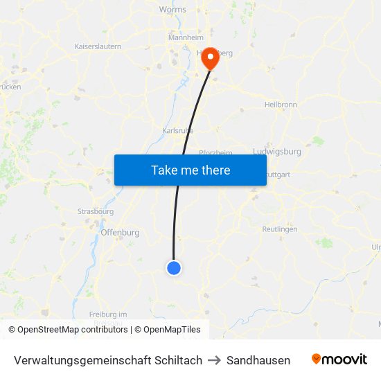 Verwaltungsgemeinschaft Schiltach to Sandhausen map