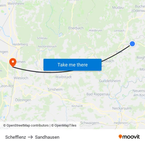 Schefflenz to Sandhausen map