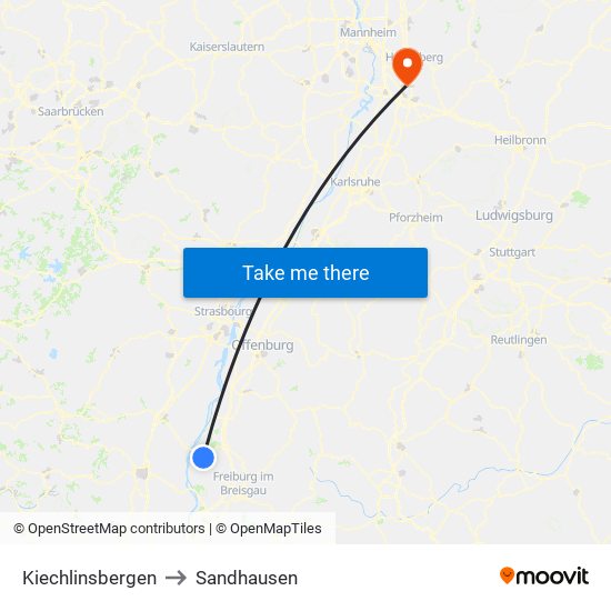 Kiechlinsbergen to Sandhausen map