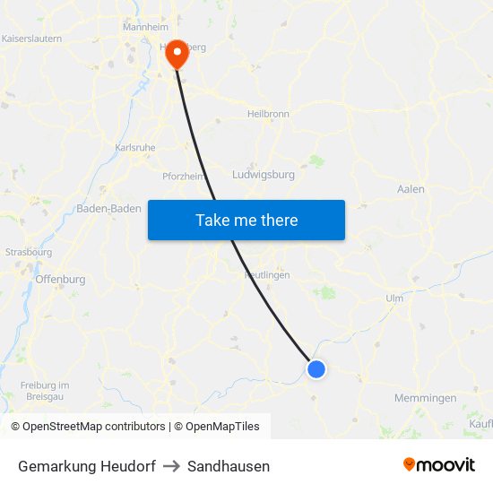 Gemarkung Heudorf to Sandhausen map