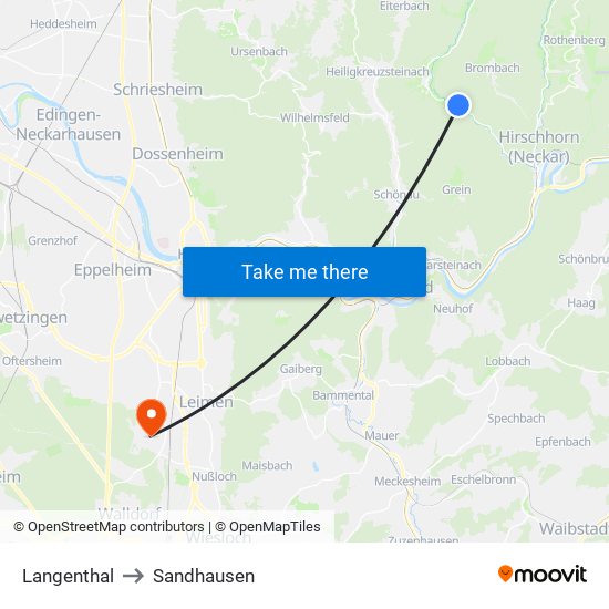 Langenthal to Sandhausen map