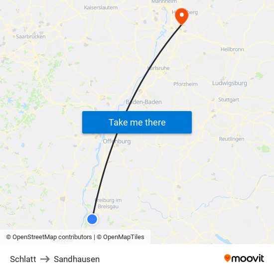 Schlatt to Sandhausen map