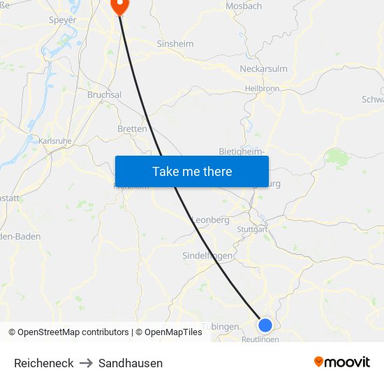 Reicheneck to Sandhausen map