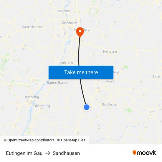 Eutingen Im Gäu to Sandhausen map