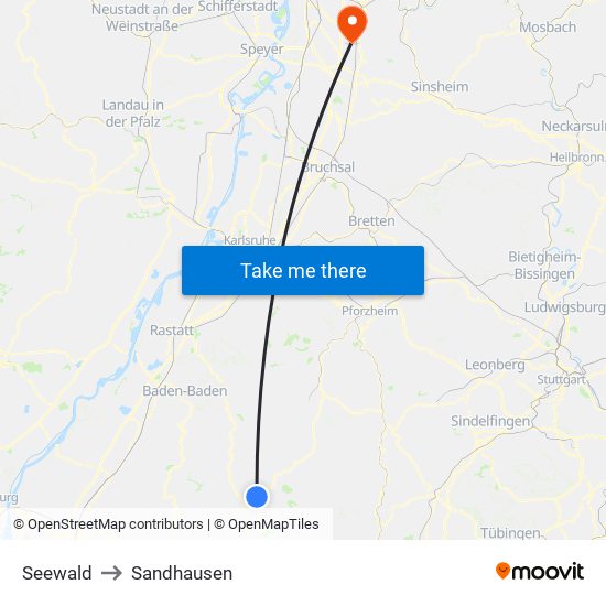 Seewald to Sandhausen map