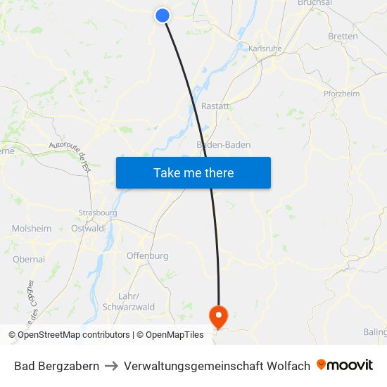 Bad Bergzabern to Verwaltungsgemeinschaft Wolfach map