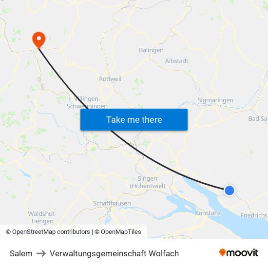 Salem to Verwaltungsgemeinschaft Wolfach map