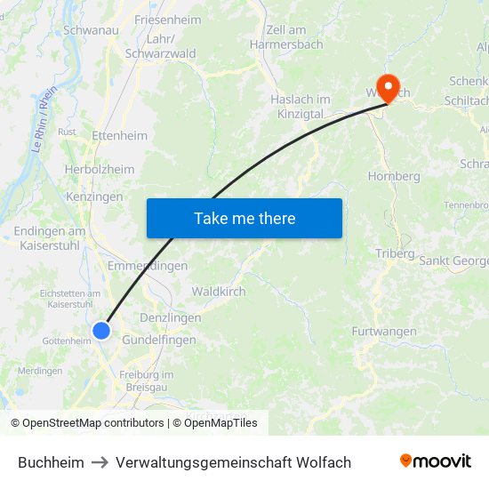 Buchheim to Verwaltungsgemeinschaft Wolfach map