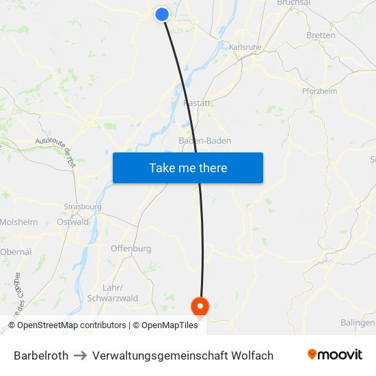 Barbelroth to Verwaltungsgemeinschaft Wolfach map