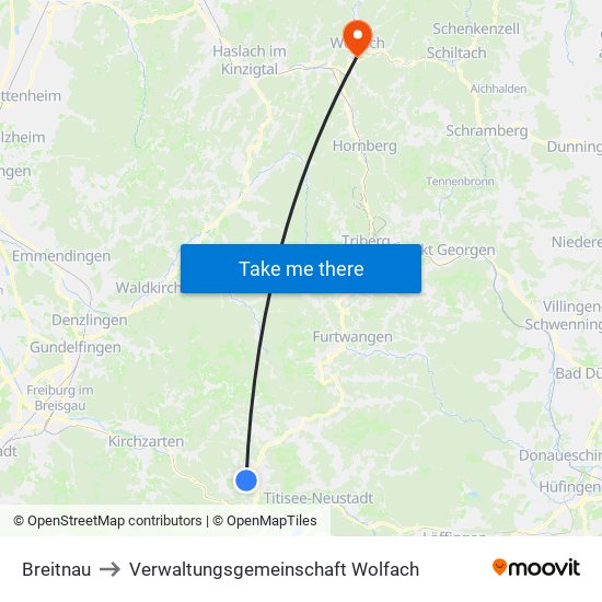 Breitnau to Verwaltungsgemeinschaft Wolfach map