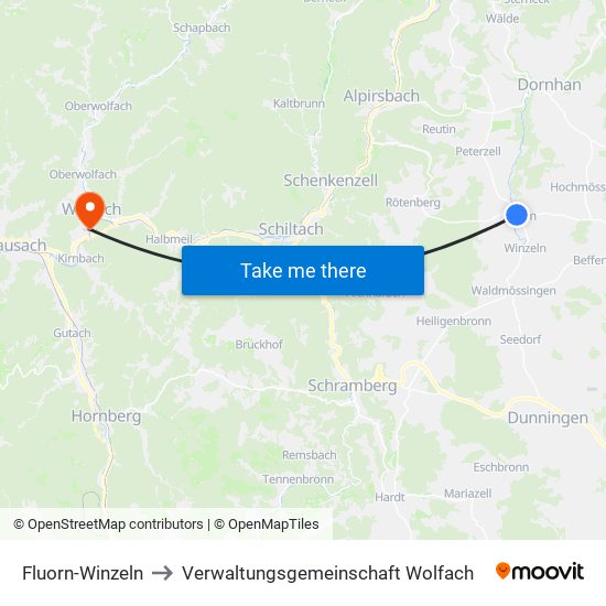 Fluorn-Winzeln to Verwaltungsgemeinschaft Wolfach map