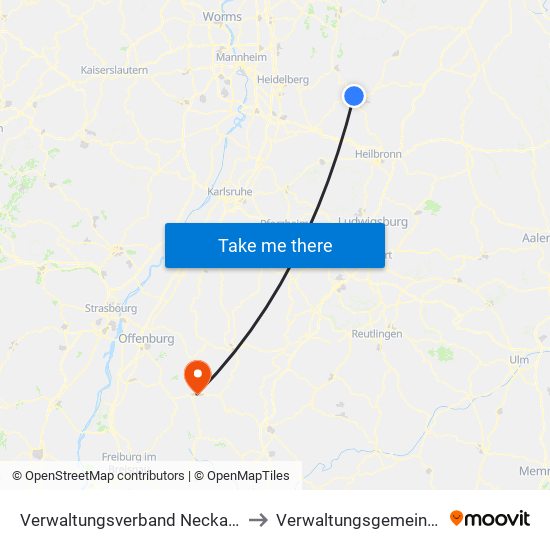 Verwaltungsverband Neckargerach-Waldbrunn to Verwaltungsgemeinschaft Wolfach map