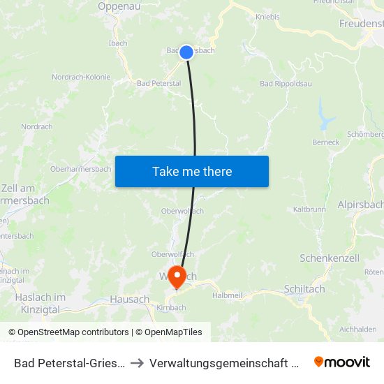 Bad Peterstal-Griesbach to Verwaltungsgemeinschaft Wolfach map