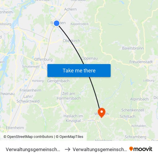Verwaltungsgemeinschaft Oberkirch to Verwaltungsgemeinschaft Wolfach map