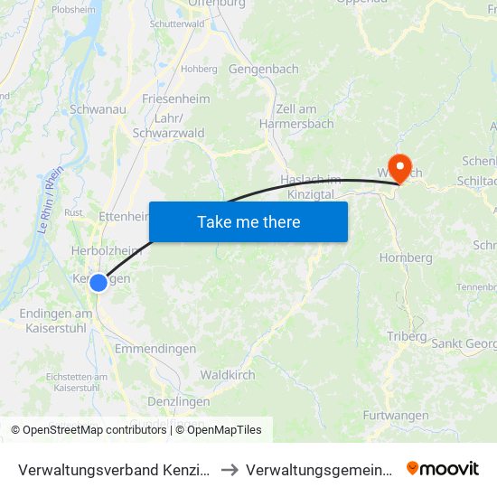 Verwaltungsverband Kenzingen-Herbolzheim to Verwaltungsgemeinschaft Wolfach map