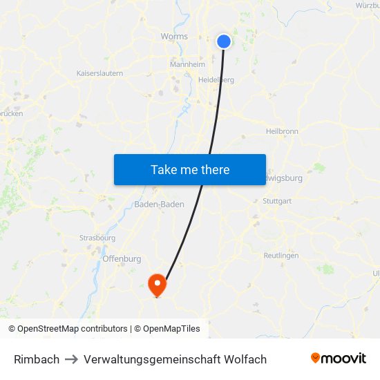 Rimbach to Verwaltungsgemeinschaft Wolfach map