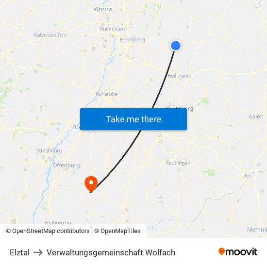 Elztal to Verwaltungsgemeinschaft Wolfach map