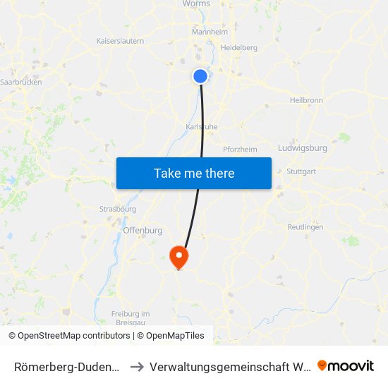 Römerberg-Dudenhofen to Verwaltungsgemeinschaft Wolfach map