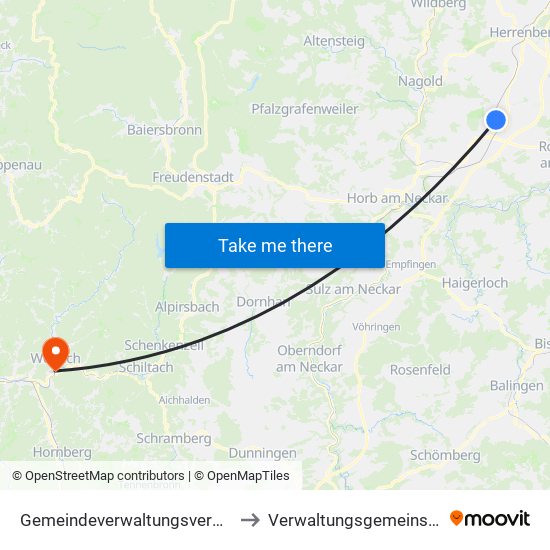 Gemeindeverwaltungsverband Oberes Gäu to Verwaltungsgemeinschaft Wolfach map