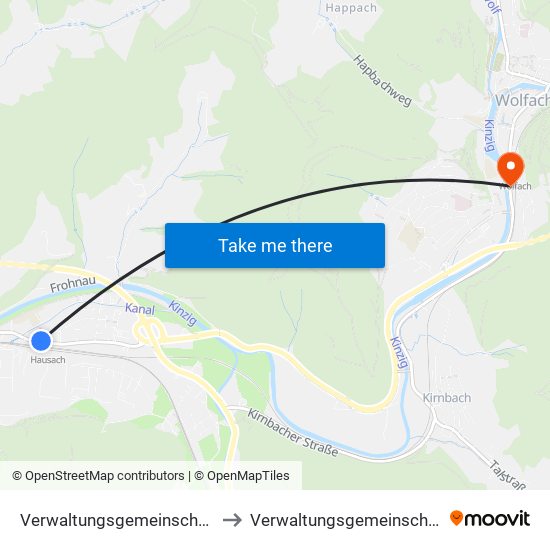 Verwaltungsgemeinschaft Hausach to Verwaltungsgemeinschaft Wolfach map