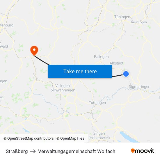 Straßberg to Verwaltungsgemeinschaft Wolfach map