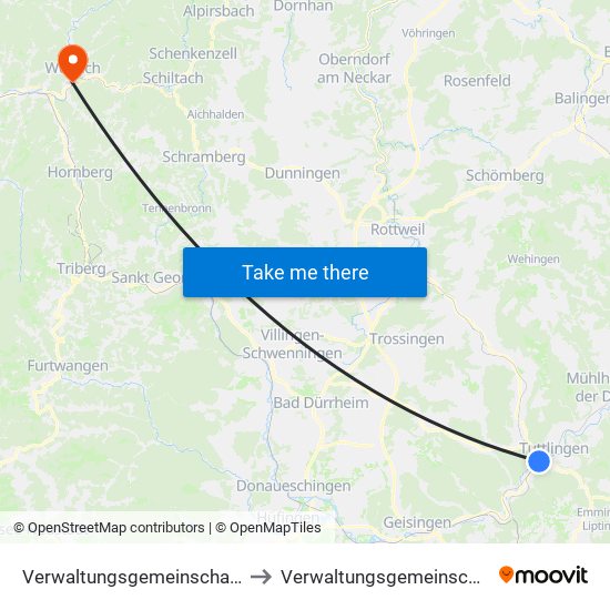 Verwaltungsgemeinschaft Tuttlingen to Verwaltungsgemeinschaft Wolfach map