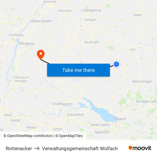 Rottenacker to Verwaltungsgemeinschaft Wolfach map