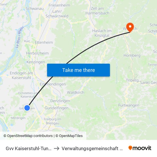 Gvv Kaiserstuhl-Tuniberg to Verwaltungsgemeinschaft Wolfach map