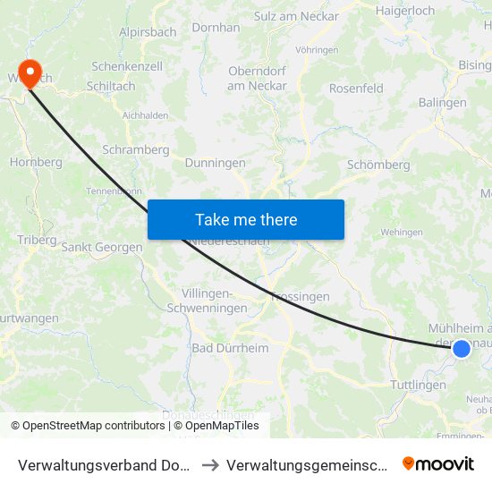 Verwaltungsverband Donau-Heuberg to Verwaltungsgemeinschaft Wolfach map