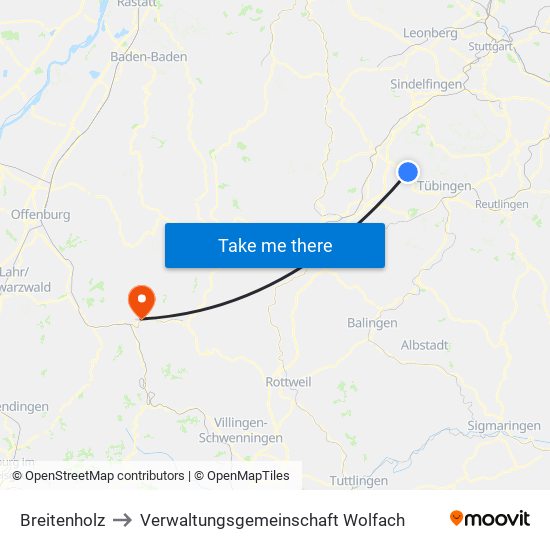 Breitenholz to Verwaltungsgemeinschaft Wolfach map