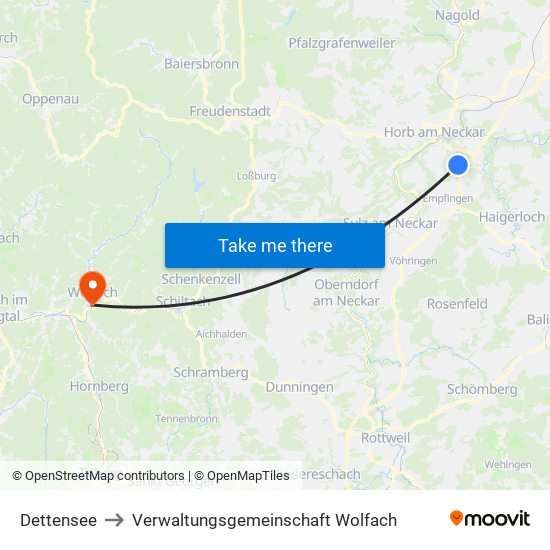 Dettensee to Verwaltungsgemeinschaft Wolfach map